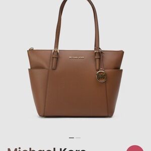 Michael Kors Brown Saffiano Leather Tote with Adjustable Straps